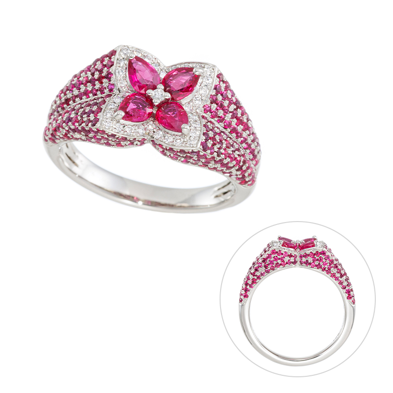 PT950 ルビー ダイヤ リング RB 約1.55ct 約D 0.10ct