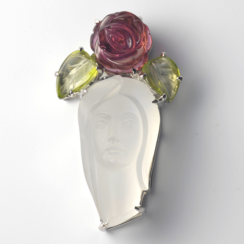 PT950 ハインツ・ポストラー ムーンストーン ルベライト グリーントルマリン ペンダントトップ 