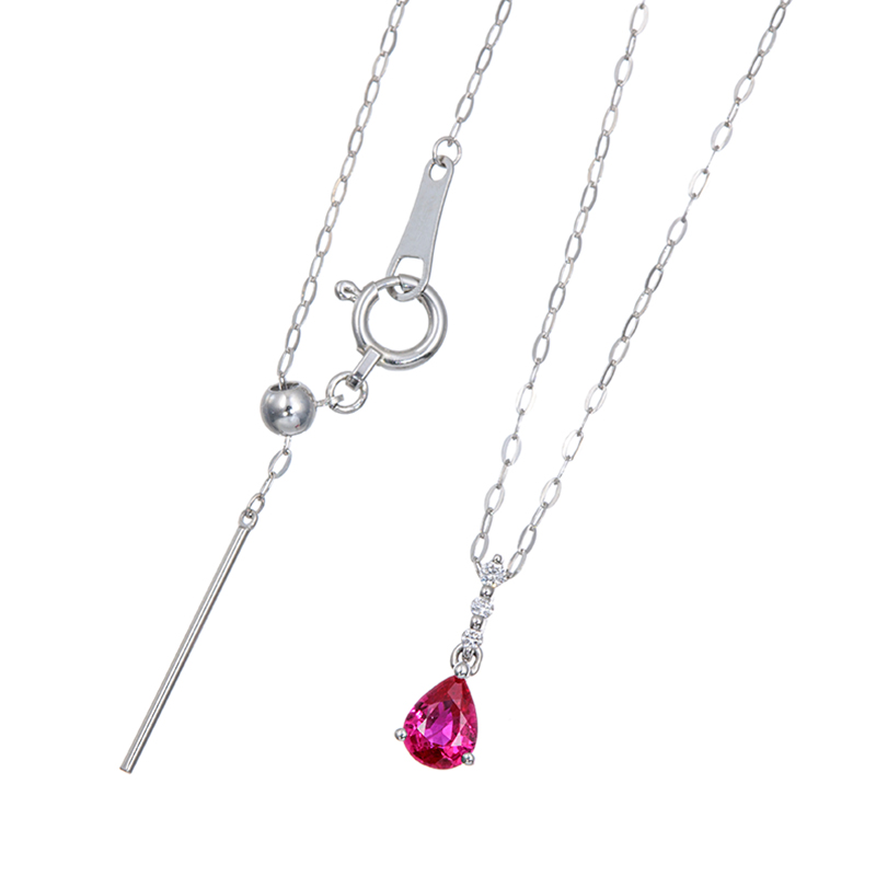 PT950 ルビー ダイヤ ネックレス RB 約0.20ct D 約0.02ct