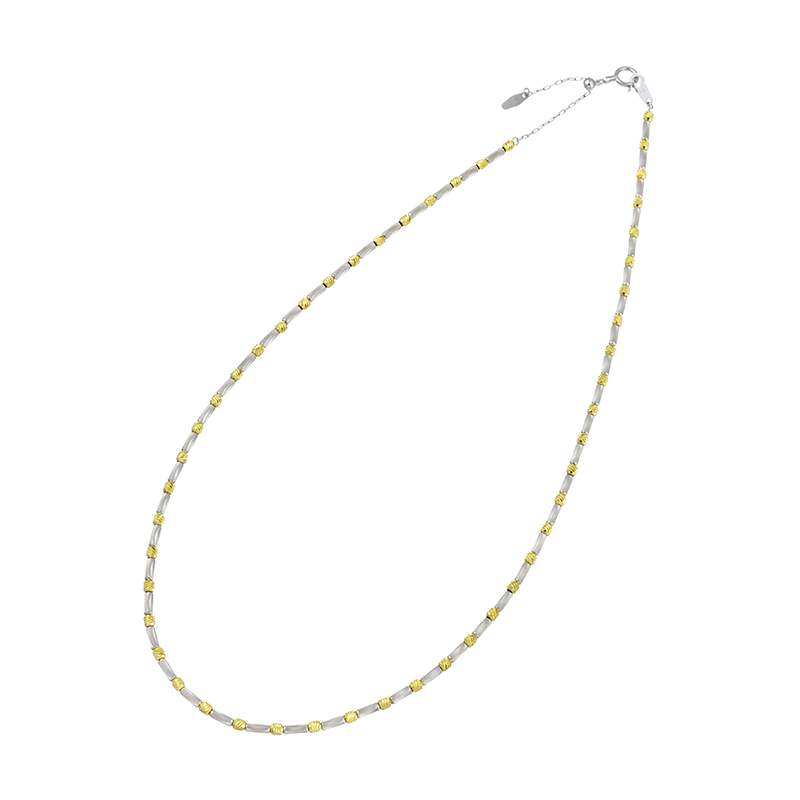 K18WG/YG シルキーパイプチェーン ネックレス WAO金具