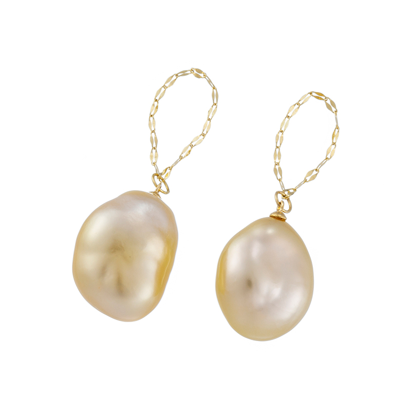 K18YG白蝶ケシパールナチュラルゴールデンチャームP約11.0mm