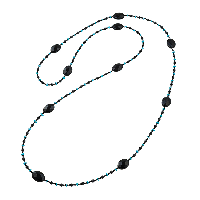 オニキス ターコイズ(スタビライズ) ネックレス ON 約140.00ct TQ 約14.00ct