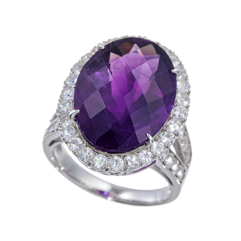 SVアメシストアンデシン/ラブラドライトリングAM約10.00ctAN/LAB約1.40ct