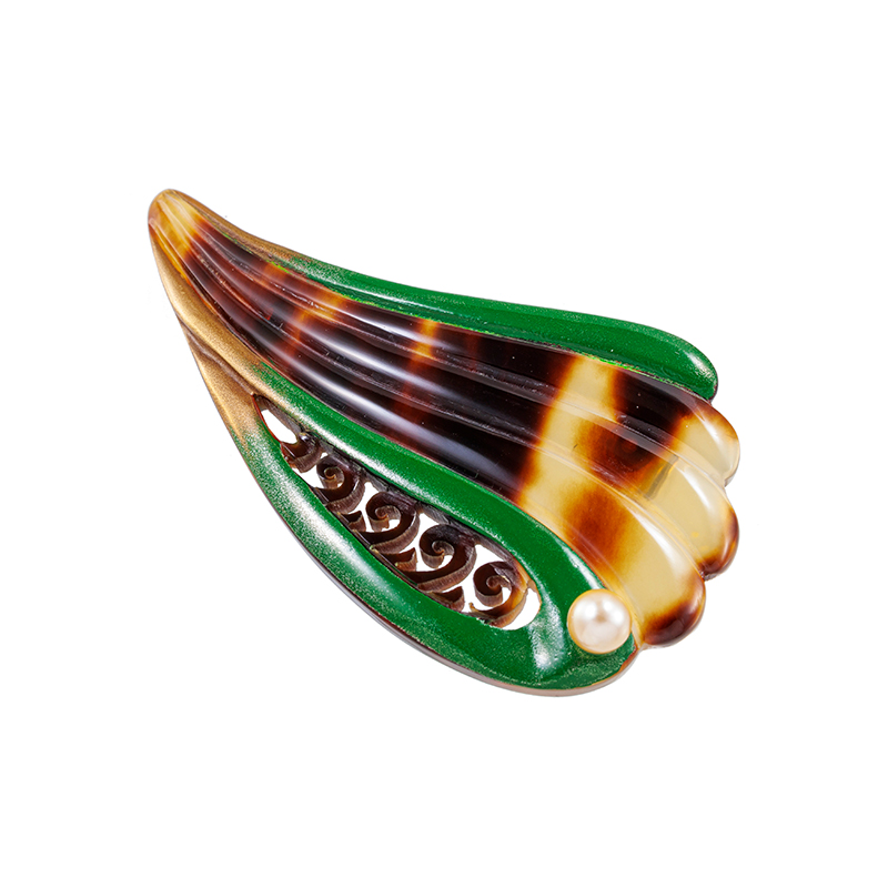 SV 本べっ甲 蒔絵 アコヤ真珠 ブローチ P 約5.0mm