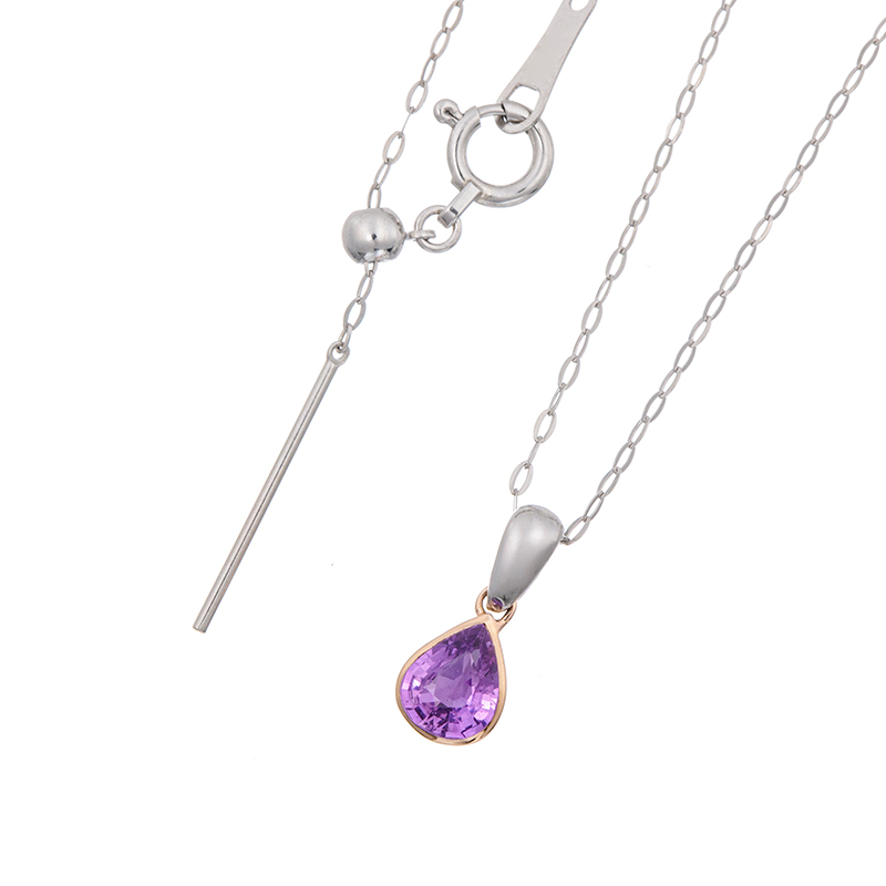 PT950/K18PG パープルサファイア オンリージェム ネックレス PPS 約0.40ct