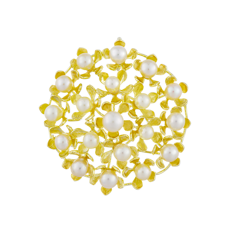 SV越物アコヤ真珠無調色華こがねペンダントブローチP約4.0-6.0mm