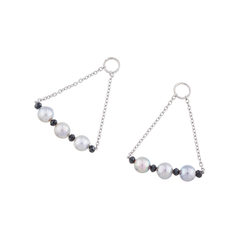 SV 越物 アコヤ真珠 ナチュラルカラー ブラックスピネル チャーム