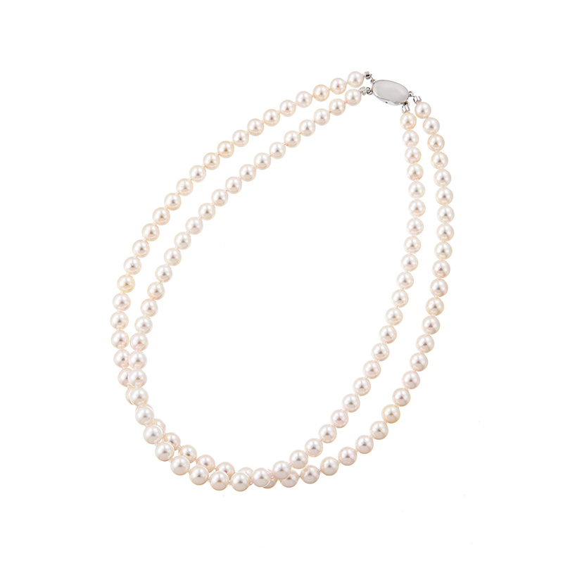 SV アコヤ真珠 2連ネックレス P 約6.5mm 約40cm