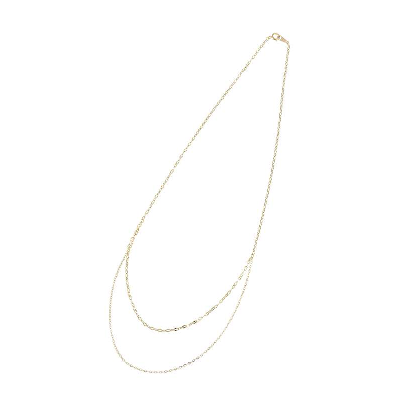 K18YG ケーブル レイヤードスタイル ネックレス 約0.8g