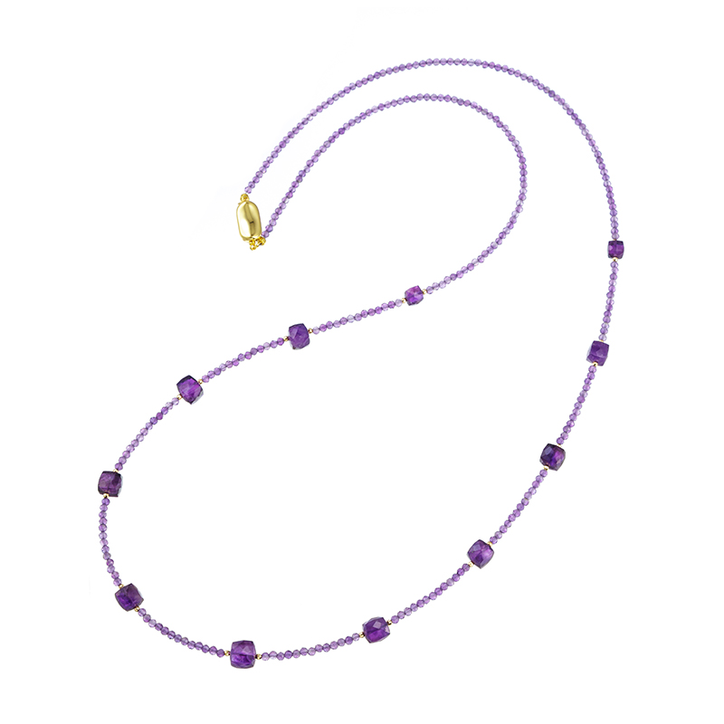 SV/K18YGアメシストネックレスAM約50.00ct