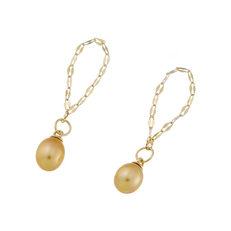 K18YGカラミアン産白蝶ケシパールナチュラルゴールデンチャームP約4.0mm