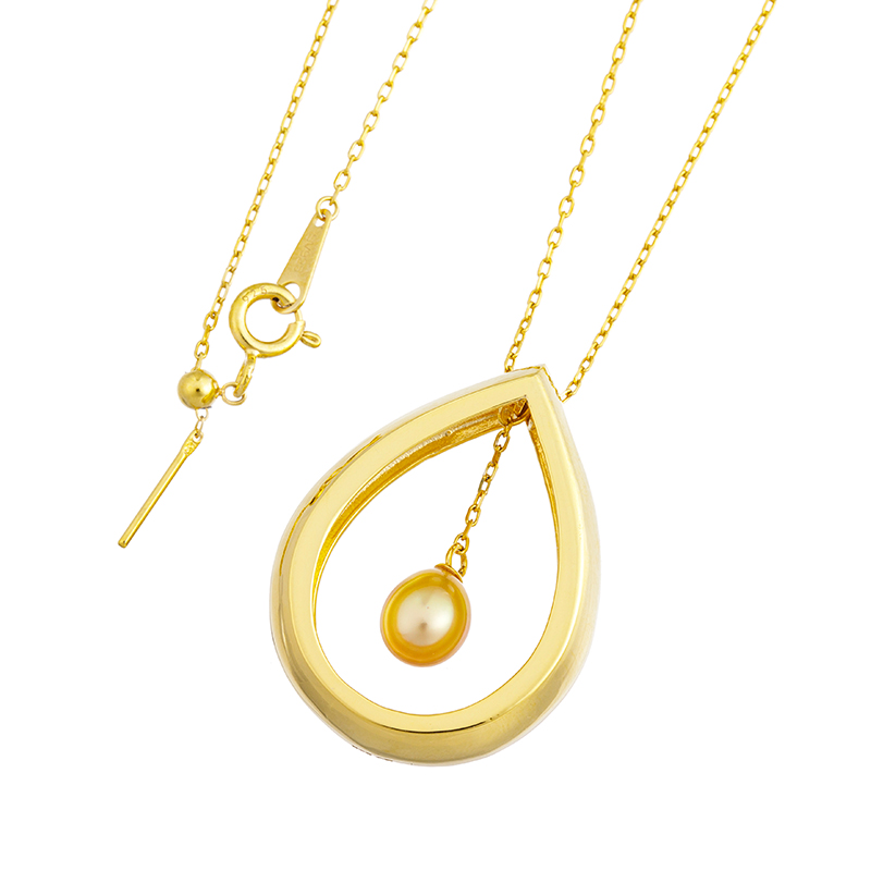 SVカラミアン産白蝶ケシパールナチュラルゴールデンデザインネックレス