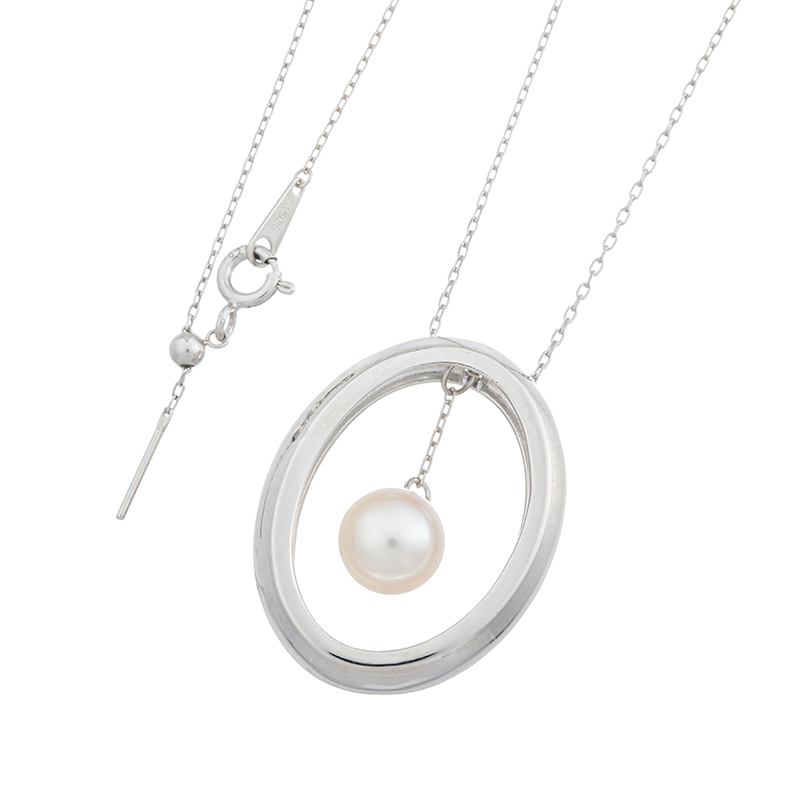 SV アコヤ真珠 デザインネックレス P 約8.5mm 約50cm