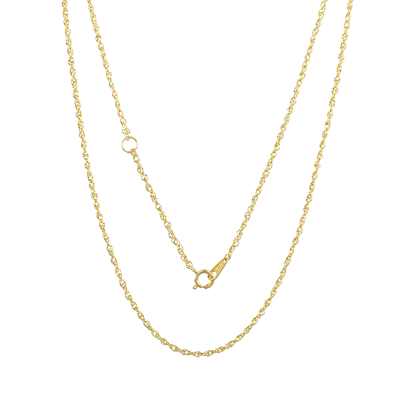 K18YG スパイラルチェーンネックレス キラキラアジャスター環付き 約0.8g