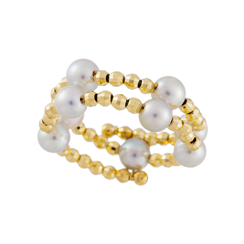 K18YGアコヤ真珠ナチュラルマルチカラー”StyleMemory”フリーリングP約4.0ｍｍ