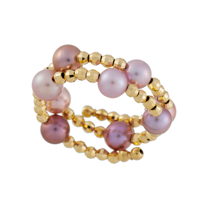 K18YG有核淡水真珠ナチュラルマルチカラー”StyleMemory”フリーリングP約4.0mm