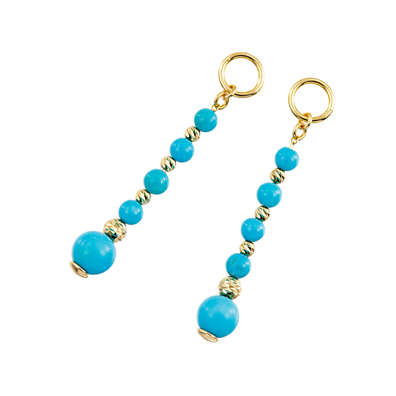 K18YGスリーピングビューティーターコイズ(スタビライズ)チャーム縦約35.0mm総重量約1.2g