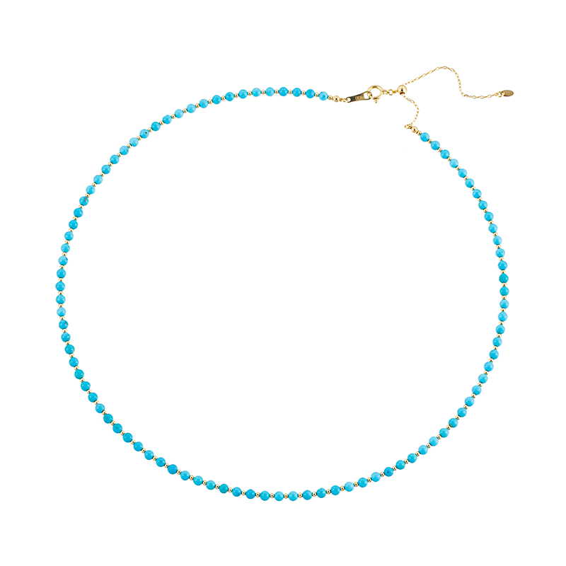 K18YGスリーピングビューティーターコイズ(スタビライズ)プレーンボールネックレス総重量約4.3g