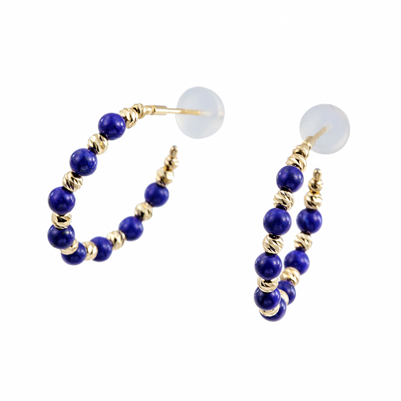 K18YG ラピスラズリ フープピアス 縦：約20.0mm 横：約3.0mm 総重量：約1.4g 