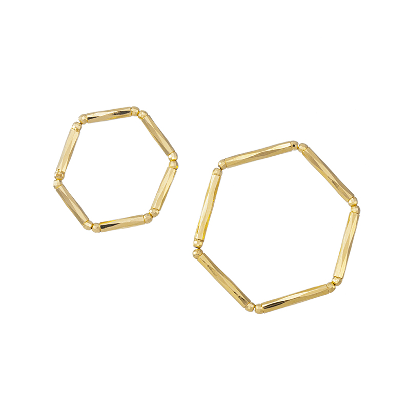 K18YG シェイプカット ヘキサゴン チャーム 総重量：約0.7g 