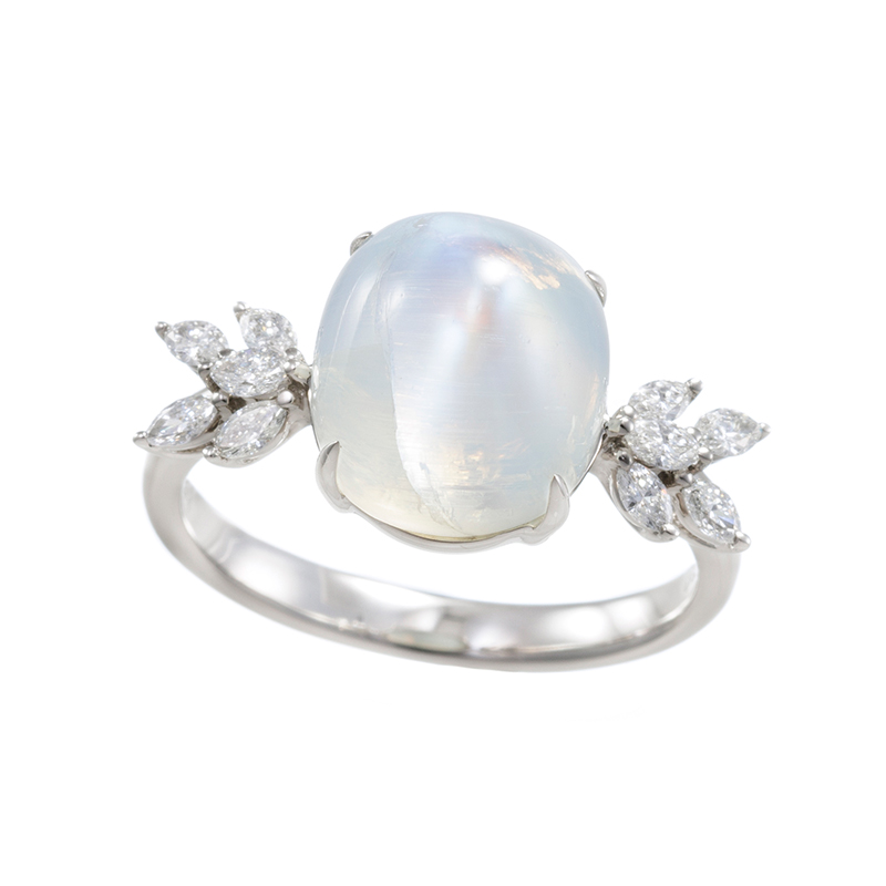 PT990 ムーンストーン ダイヤ リング 