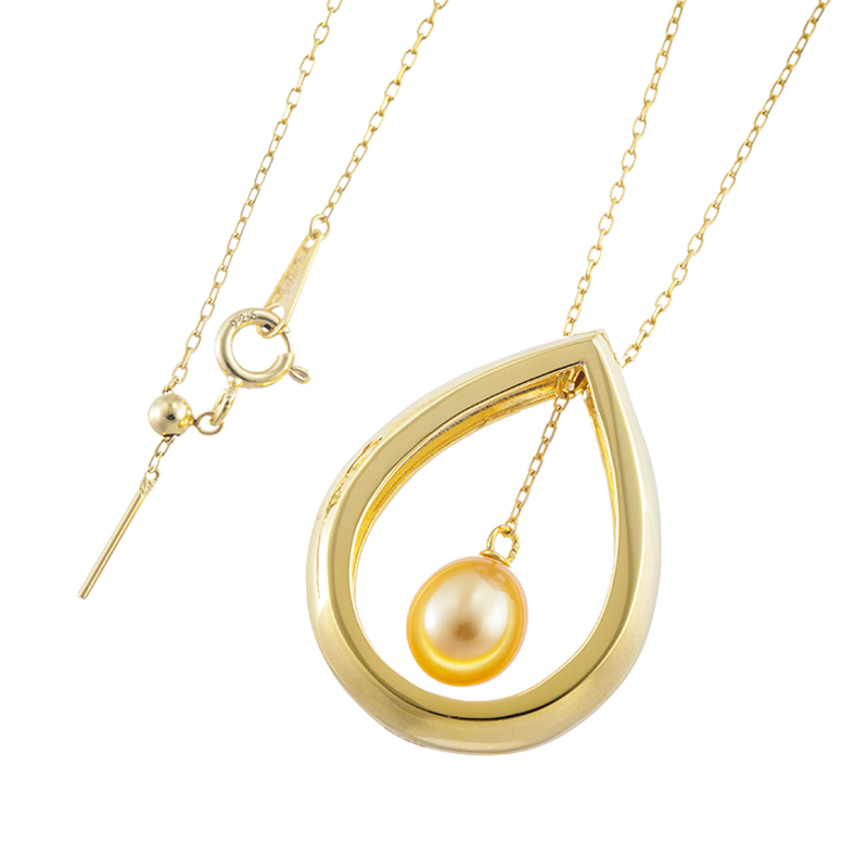 SVカラミアン産白蝶ケシパールナチュラルゴールデンデザインネックレスP約7.0mm約50cm