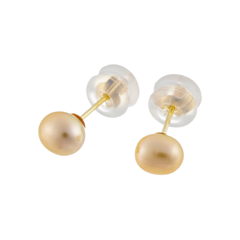 K18YG カラミアン産 白蝶ケシパール ナチュラルゴールデン ピアス P 約5.0mm