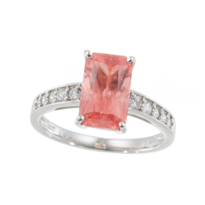 GSTV PT950 ロードクロサイト ダイヤ リング RH 2.93ct D 0.24ct