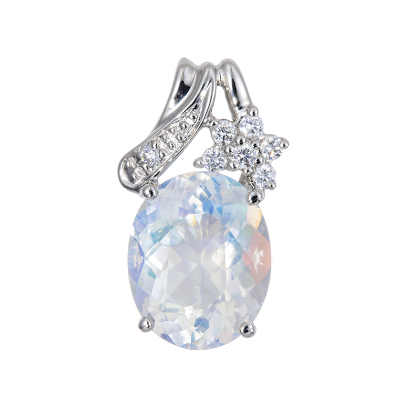 PT950レインボームーンストーンダイヤペントップMO約2.20ctD約0.07ct