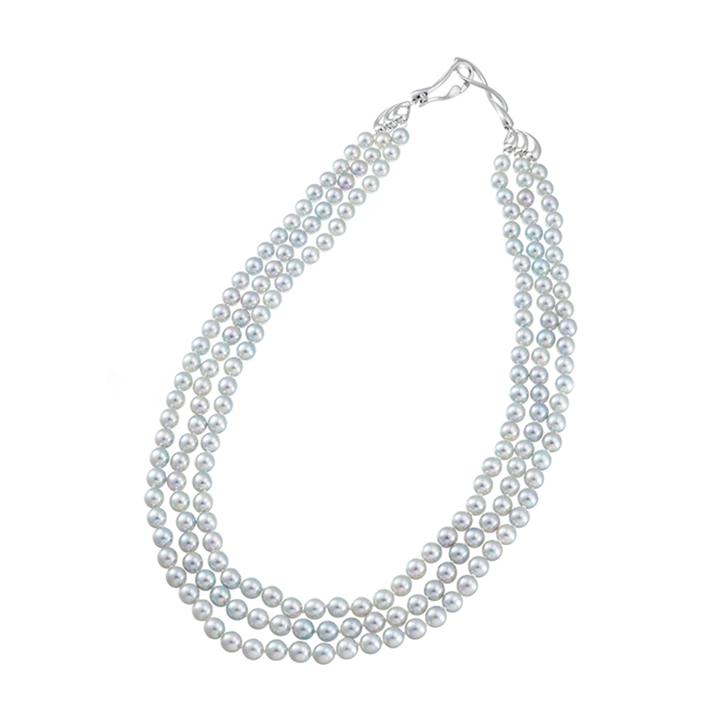 SVナチュラルブルーアコヤ真珠(凪輝)トリニティネックレスP約6.0mm