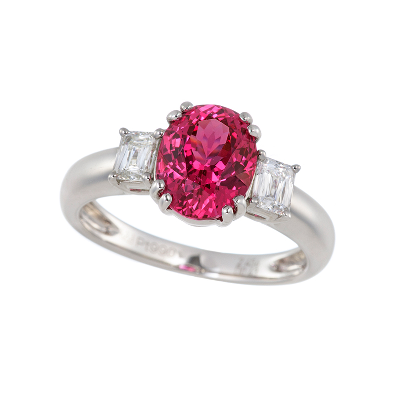 PT990 アヤナスピネル(特優) クリスカットダイヤ(リリーダイヤカット) リング