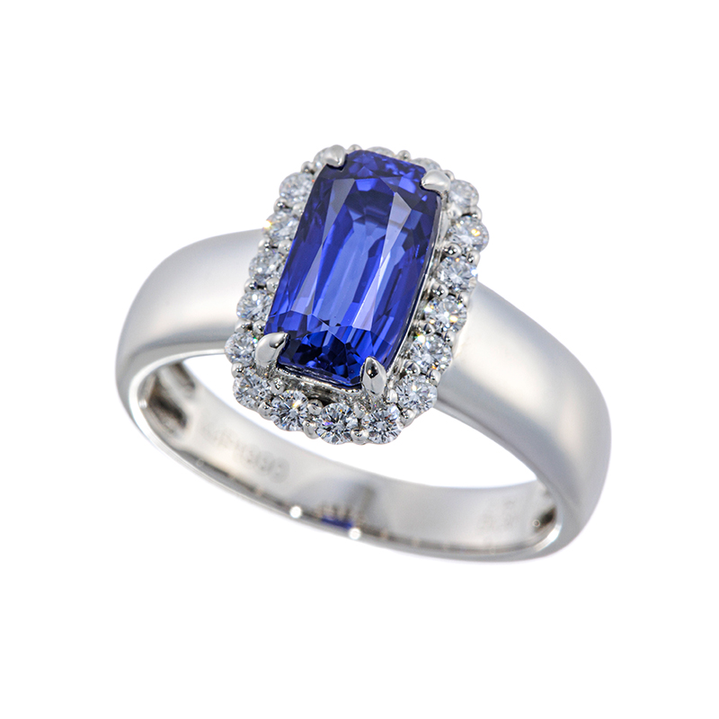 PT990 スリランカ産ロイヤルブルーサファイア ダイヤ(リリーダイヤカット) リング SA 2.7