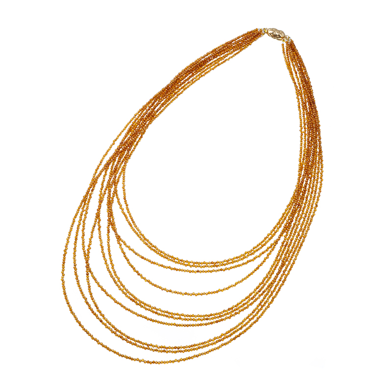 SVヘソナイトガーネット10連ドレープネックレスGA約215.00ct