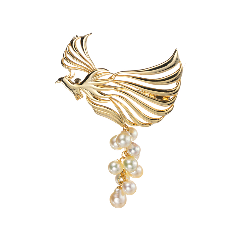 SV越物アコヤ真珠無調色天凰ブローチP約4.0-6.0mm