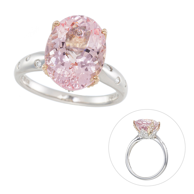 PT950/K18PG モルガナイト ダイヤ & ピンクダイヤ リング MOR 約5.00ct D 