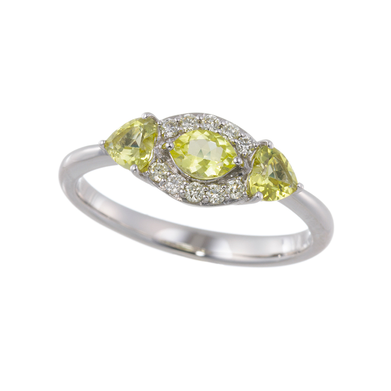 PT950 カナリートルマリン ダイヤ リング T 約0.57ct D 約0.10ct