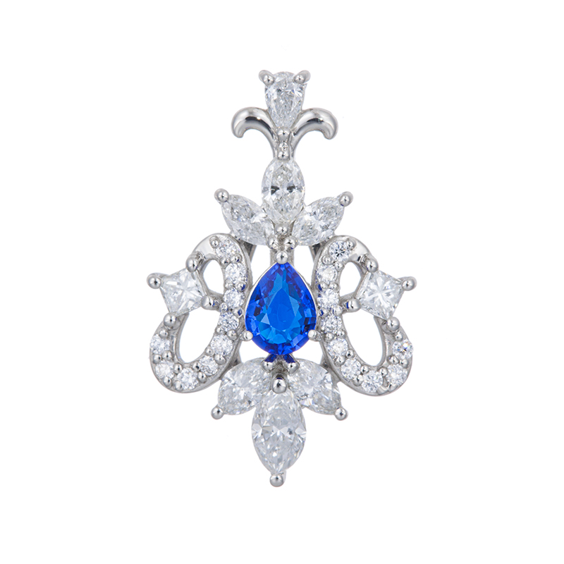 PT950 アウイナイト ダイヤ(リリーダイヤカット) & ダイヤ ペンダントトップ HA 約0.2