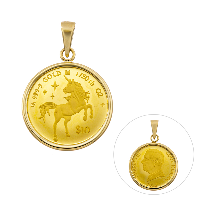 純金/K18YG  2025年 1/20oz ユニコーンコイン ペンダントトップ 