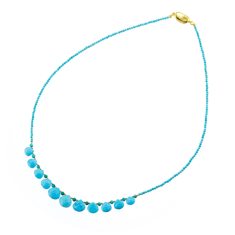 SV/K18YGターコイズ(スタビライズ)ネックレスTQ約30.00ct