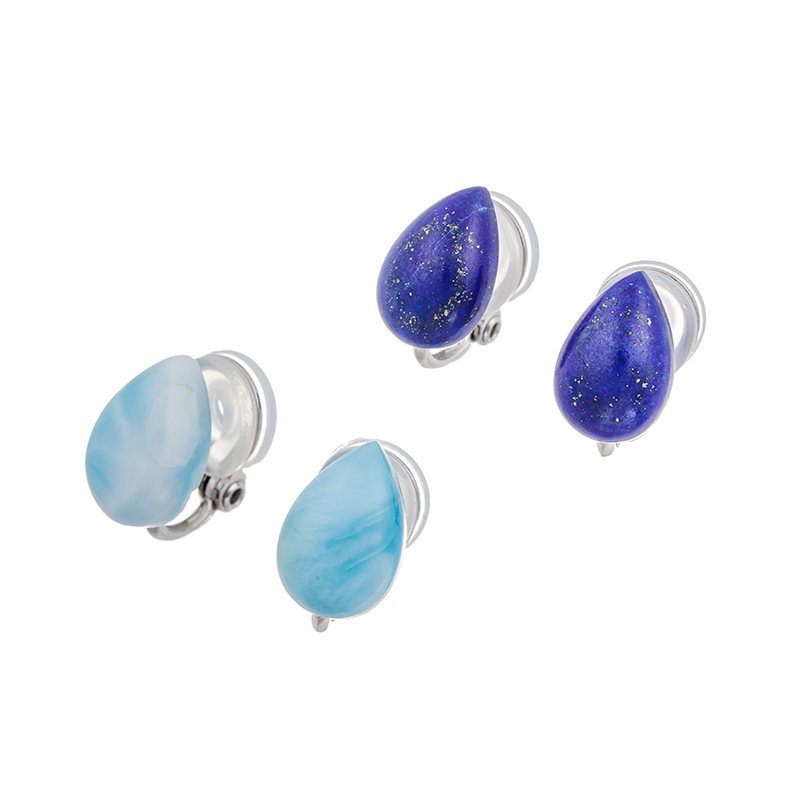 SV ラリマール ラピスラズリ イヤリング 2点セット LM 約6.00ct LA 約6.00ct