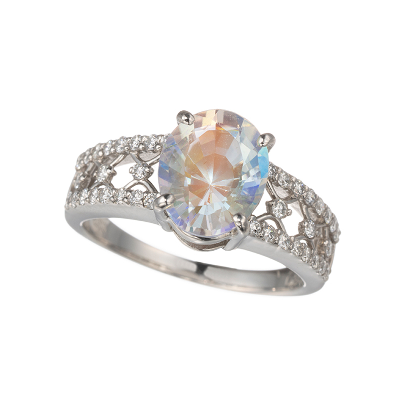 PT900 アンデシン/ラブラドライト ダイヤ リング AN/LAB 2.21ctD 0.35ct