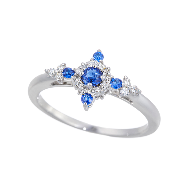 K18WG コバルトブルースピネル ダイヤ リング SP 0.20ct D 0.09ct