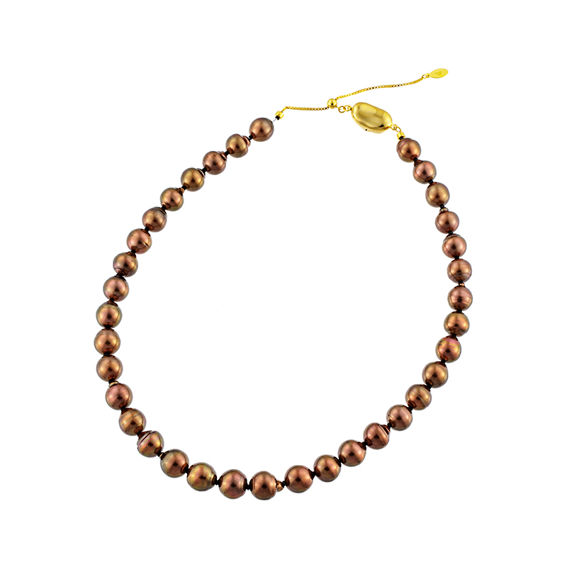 SV黒蝶真珠チョコレートカラー(トリート)ネックレスP約8.0-10.0mm約45cm