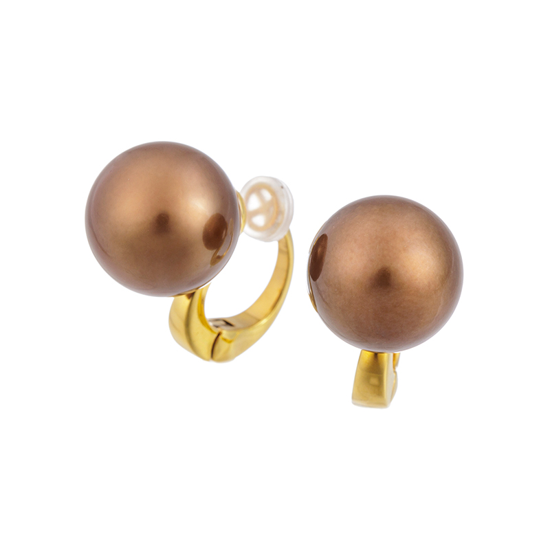 SV 黒蝶真珠 チョコレートカラー(トリート) フェザータッチイヤリング P 約12.0mm