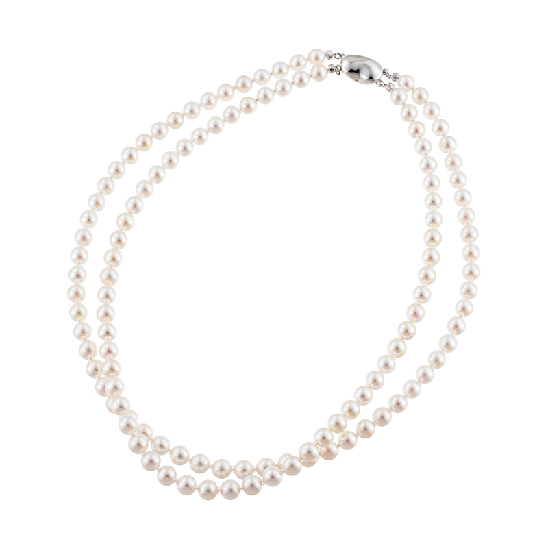 SV アコヤ真珠 2連ネックレス P 約6.0mm 約40cm