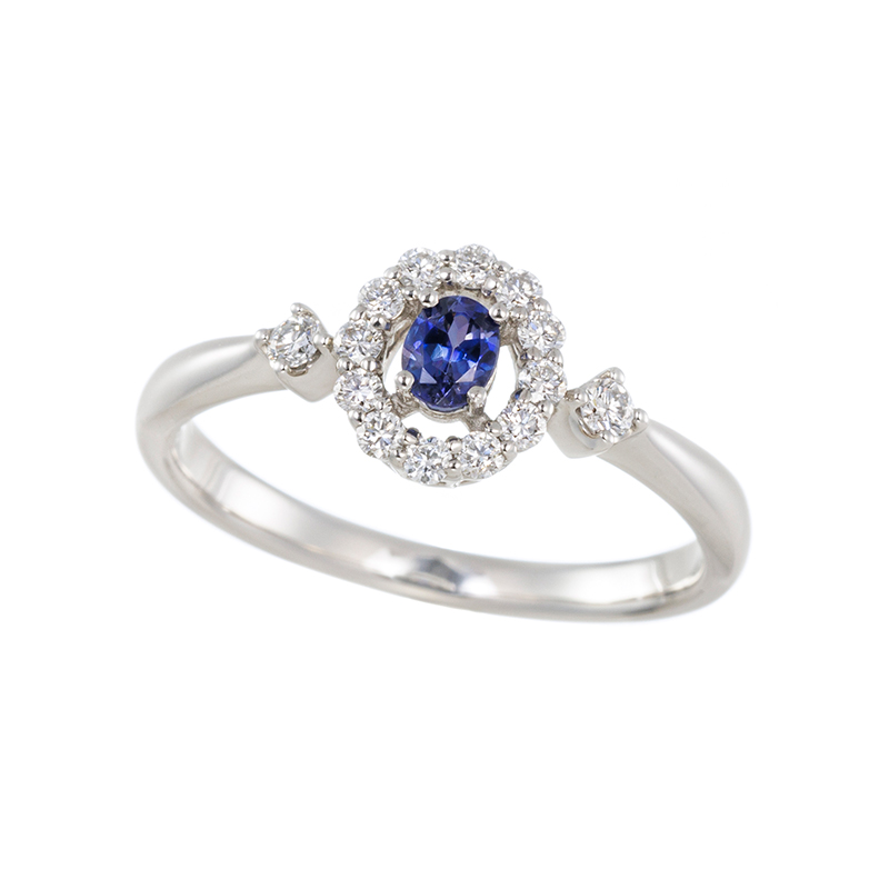 PT950 ベニトアイト ダイヤ リング BE 約0.15ct D 約0.20ct