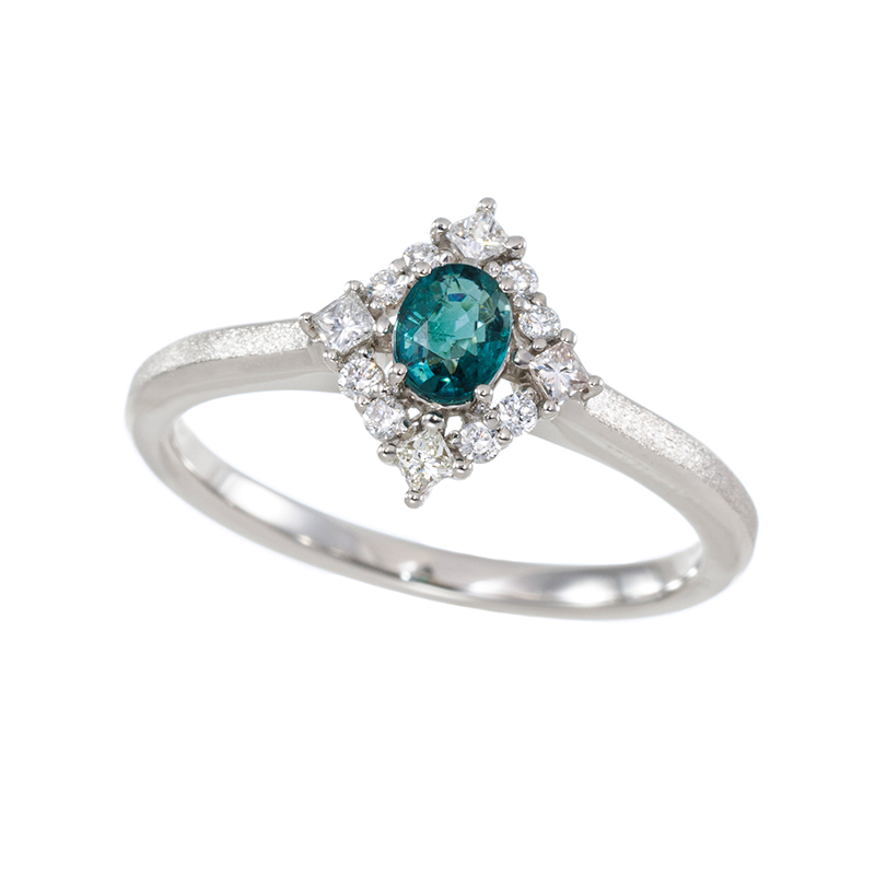 PT950 グランディディエライト ダイヤ リング GR 約0.20ct D 約0.16ct 