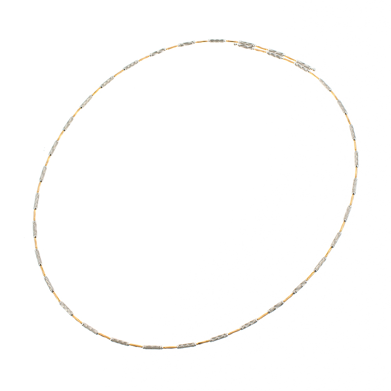 PT950/K18PG シルクカット ＆ シェイプカット マグネットチェーン ネックレス 