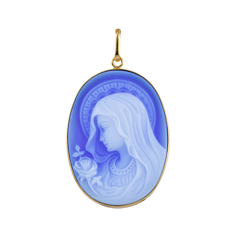 K18YG メノウカメオ ペンダントトップ カメオ 約30×22mm