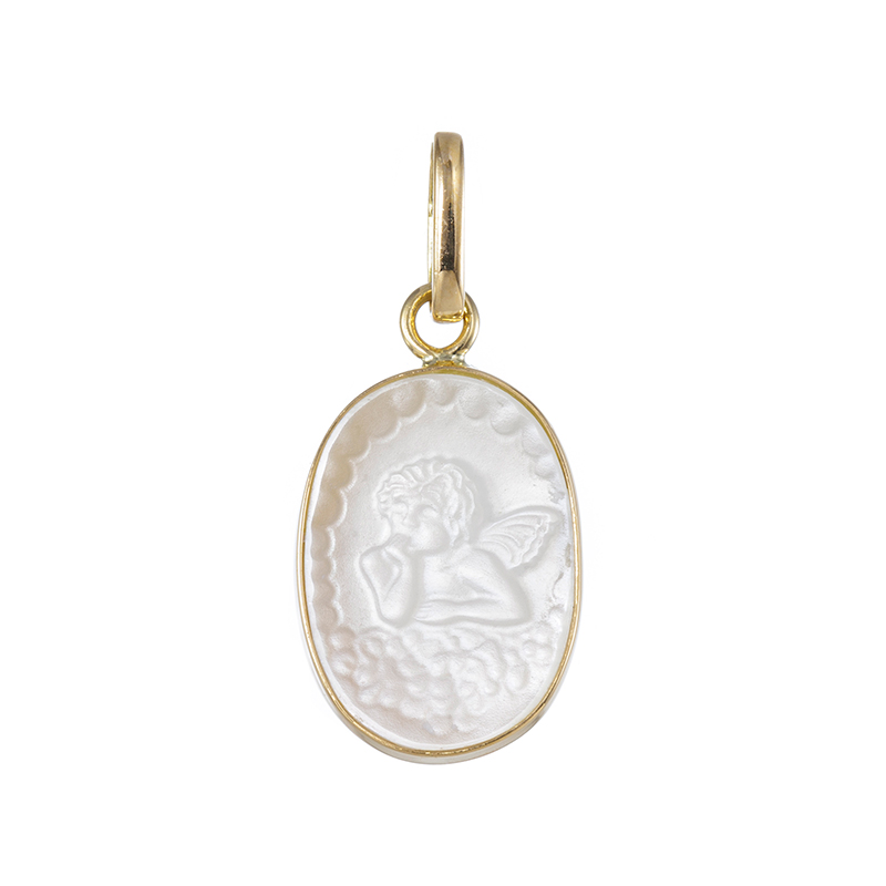K18YG 白蝶貝カメオ ペンダントトップ カメオ 約14×10mm